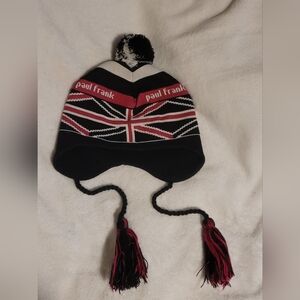 ​Vintage 2002 Paul Frank Union Jack Earflap Beanie - Fuschia & Black - USA